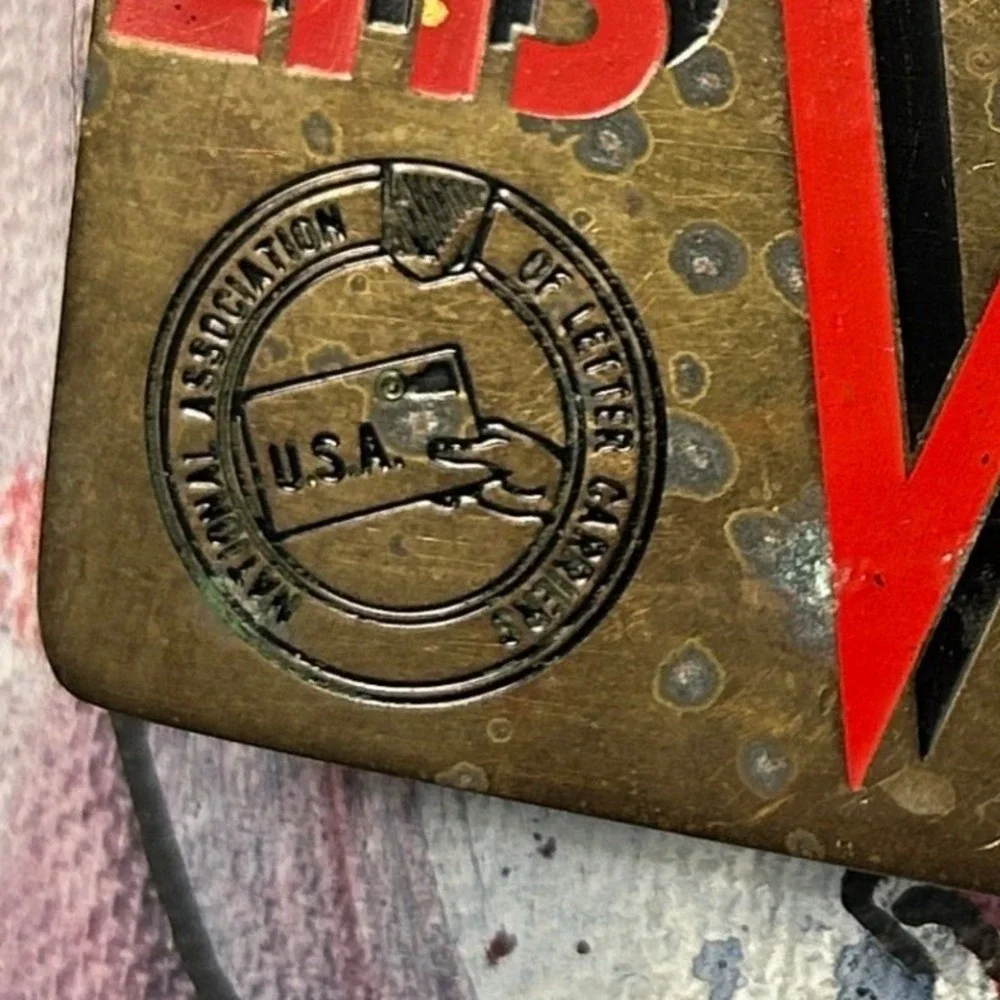 NALC Brass Belt Buckle 1984 Las Vegas 54th Biennial Convention Vintage